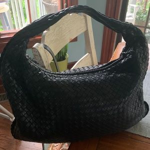 Bottega Veneta Black Interacciato Large Hobo